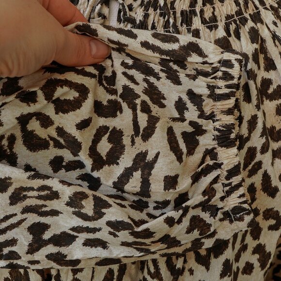 NWT J. Crew Dress Leopard Midi Ruffle Neck 50s Classic Tea Length Balloon Sleeve - Picture 11 of 11